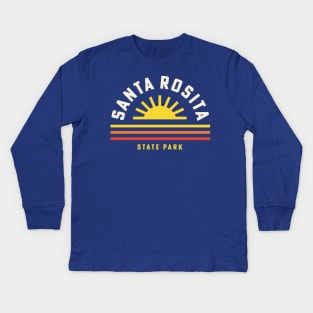 Santa Rosita State Park California Retro Vintage Stripes Sunset Kids Long Sleeve T-Shirt